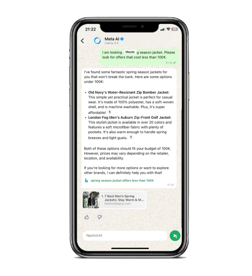 Phone LLM prompt interface for shopping